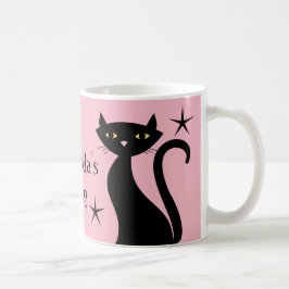 Retro Black Cats, baby boomer roze Koffiemok