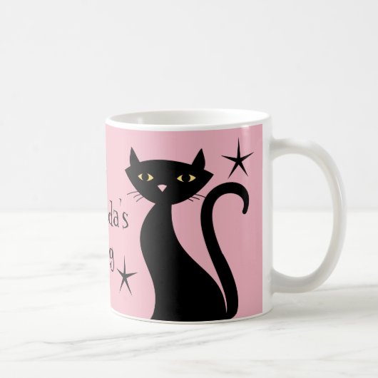 Retro Black Cats, baby boomer roze Koffiemok (Rechts)