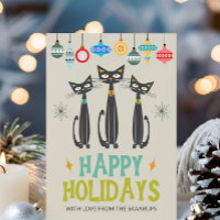 Retro Black Cats Ornamenten Mid Century Christmas