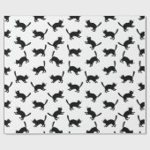 Retro Black Cats Pattern CUSTOM ACHTERGROUND COLOR Cadeaupapier (Vlak)