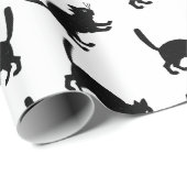Retro Black Cats Pattern CUSTOM ACHTERGROUND COLOR Cadeaupapier (Rol Hoek)