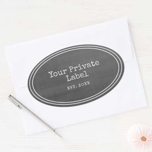 Retro Black Chalkboard Uw ovaal label (Envelop)