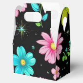 Retro Black colorful Flowers Pattern Birthday part Bedankdoosjes (Geopend)