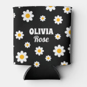 Retro Black Daisy 70's Hippie Custom Name Drink Blikjeskoeler (Voorkant)