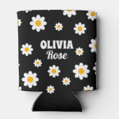 Retro Black Daisy 70's Hippie Custom Name Drink Blikjeskoeler (Achterkant)