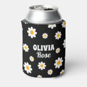 Retro Black Daisy 70's Hippie Custom Name Drink Blikjeskoeler (Blikje Achterkant)