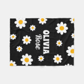 Retro Black Daisy 70's Hippie Custom Name Fleece Deken (Voorkant (Horizontaal))