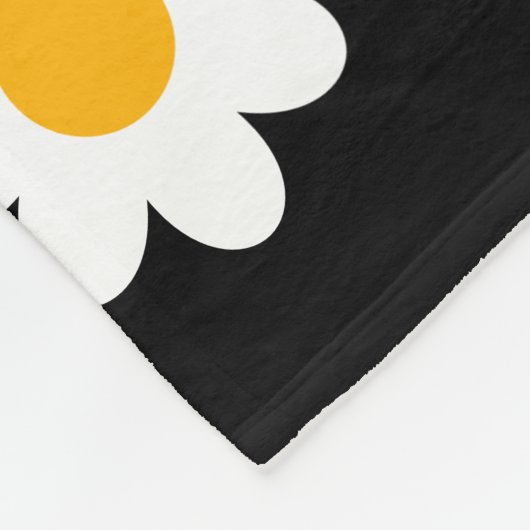 Retro Black Daisy 70's Hippie Custom Name Fleece Deken (Hoek)