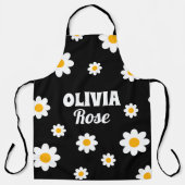 Retro Black Daisy 70's Hippie Custom Name Kitchen Schort (Voorkant)