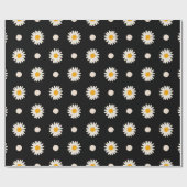 Retro Black Daisy Floral Pattern Cadeaupapier (Vlak)