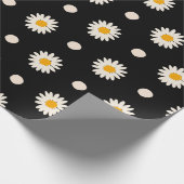 Retro Black Daisy Floral Pattern Cadeaupapier (Hoek)