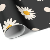 Retro Black Daisy Floral Pattern Cadeaupapier (Rol Hoek)