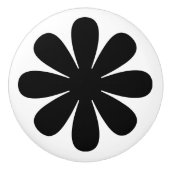 Retro Black Daisy Keramische Knop (Voorkant)