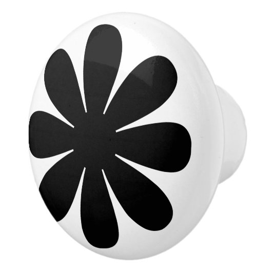 Retro Black Daisy Keramische Knop (Rechts)