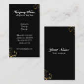 Retro Black Elegant Visitekaartjes (Voorkant / Achterkant)