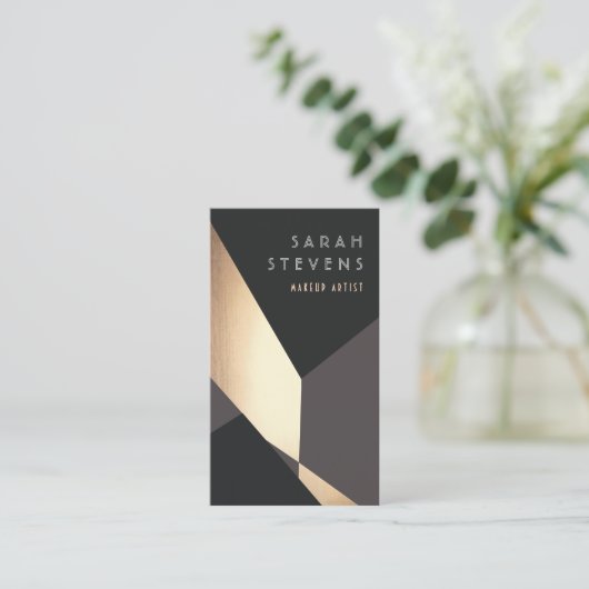Retro Black en Gold Art Deco Abstract Visitekaartje (Staand voorkant)