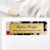 Retro Black en Gold Beauful Floral Etiket (Insitu)