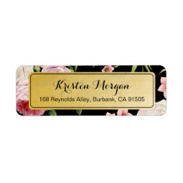 Retro Black en Gold Beauful Floral Etiket