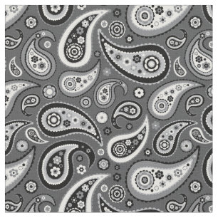 Retro Black en Grey Paisley Pattern Stof