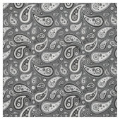 Retro Black en Grey Paisley Pattern Stof (Swatch)