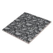 Retro Black en Grey Paisley Pattern Tegeltje (Zijkant)