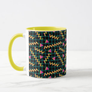 Retro Black en Neon Doodle Pattern van 80/90 Mok