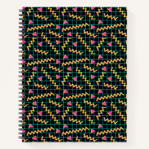 Retro Black en Neon Doodle Pattern van 80/90 Notitieboek