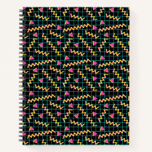Retro Black en Neon Doodle Pattern van 80/90 Notitieboek (Voorkant)