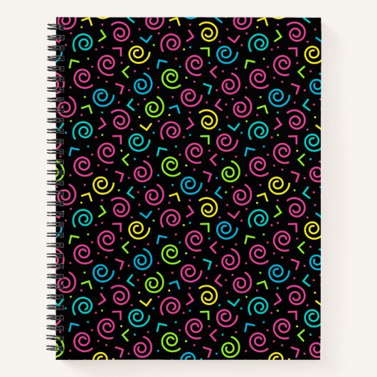 Retro Black en Neon Doodle Pattern van 80/90 Notitieboek (Voorkant)
