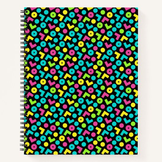 Retro Black en Neon Pattern van 80/90 Notitieboek (Voorkant)