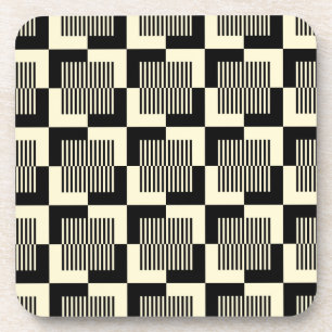 Retro Black en Tan Pattern Bier Onderzetter