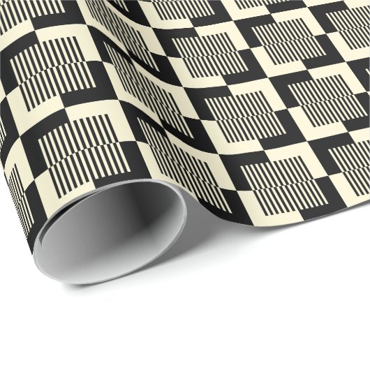 Retro Black en Tan Pattern Cadeaupapier (Rol Hoek)