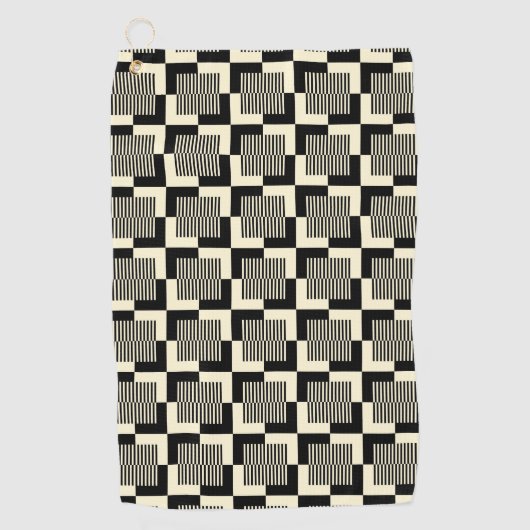 Retro Black en Tan Pattern Golfhanddoek (Voorkant)