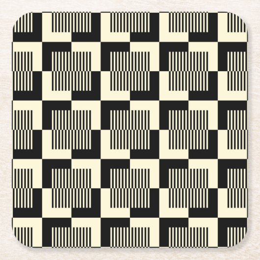 Retro Black en Tan Pattern Kartonnen Onderzetters (Voorkant)