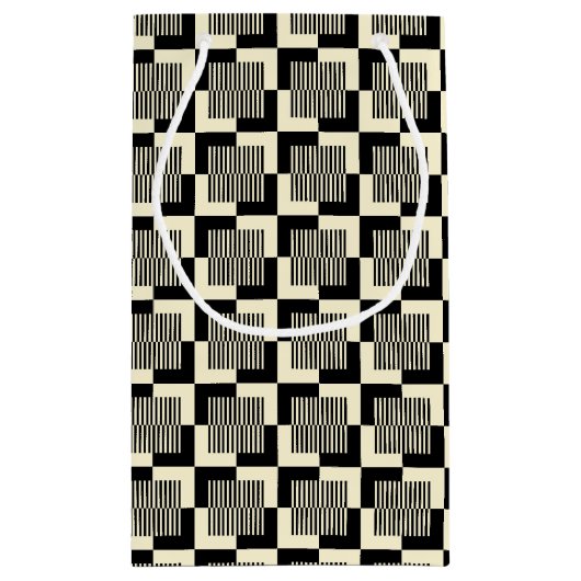 Retro Black en Tan Pattern Klein Cadeauzakje (Achterkant)