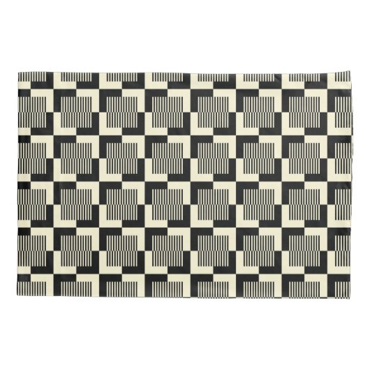 Retro Black en Tan Pattern Kussensloop (Achterkant-Links)