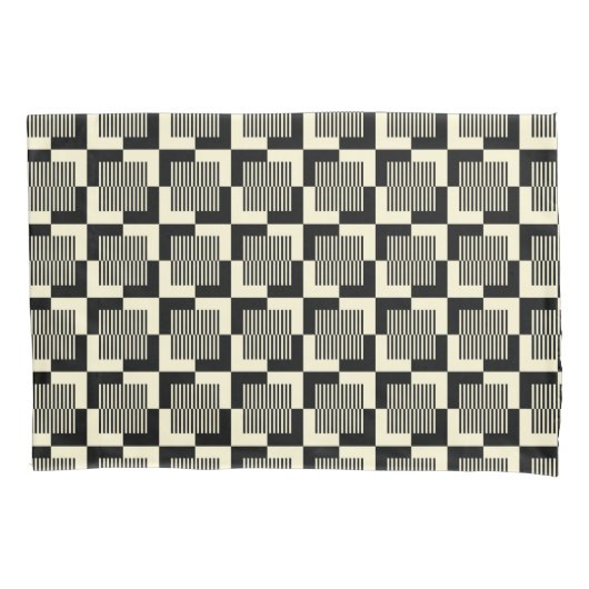 Retro Black en Tan Pattern Kussensloop (Voorkant-Links)