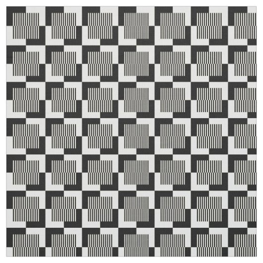 Retro Black en Tan Pattern Stof (Swatch)