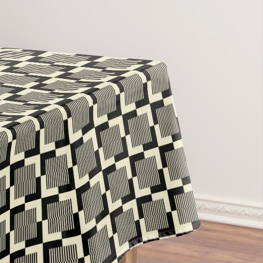 Retro Black en Tan Pattern Tafelkleed (Voorbeeld)