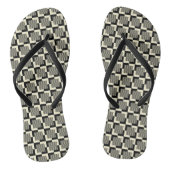 Retro Black en Tan Pattern Teenslippers (Voetbed)