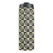 Retro Black en Tan Pattern Thermosbeker (Voorkant)