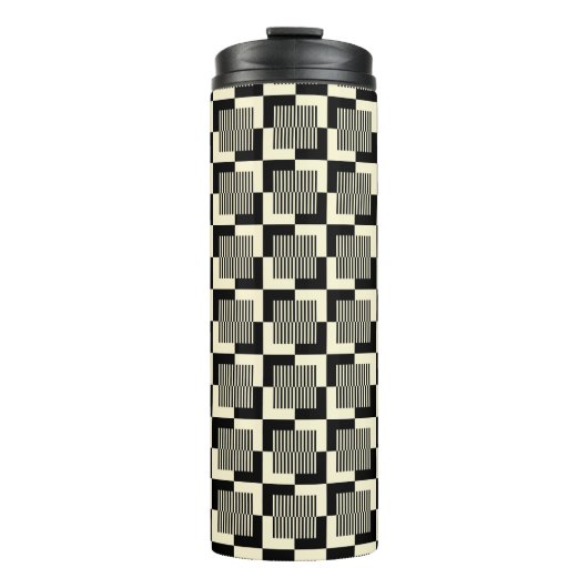 Retro Black en Tan Pattern Thermosbeker (Voorkant)