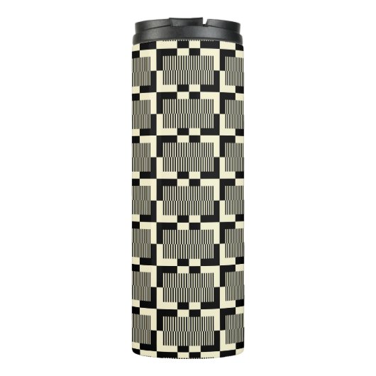 Retro Black en Tan Pattern Thermosbeker (Achterkant)