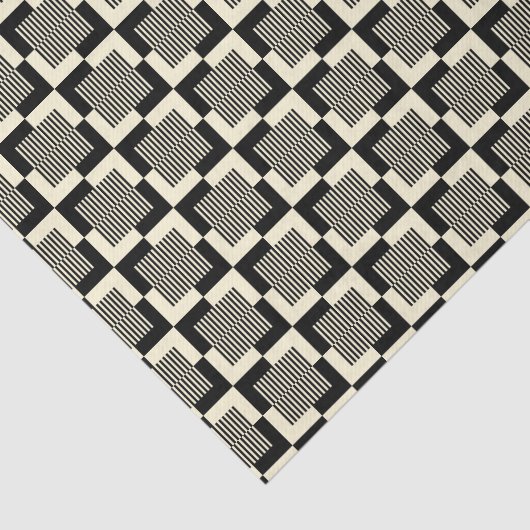 Retro Black en Tan Pattern Tissuepapier (Detail)