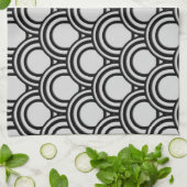 Retro Black en White Art Deco Abstract patroon Theedoek (Gevouwen)
