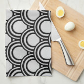 Retro Black en White Art Deco Abstract patroon Theedoek (Quarter Fold)