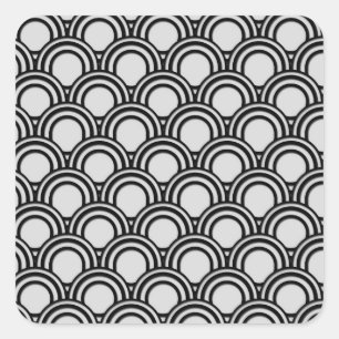 Retro Black en White Art Deco Abstract patroon Vierkante Sticker