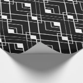 Retro Black en White Art Deco Pattern Cadeaupapier (Hoek)
