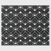 Retro Black en White Art Deco Pattern Cadeaupapier (Vlak)