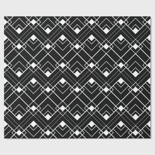 Retro Black en White Art Deco Pattern Cadeaupapier (Vlak)